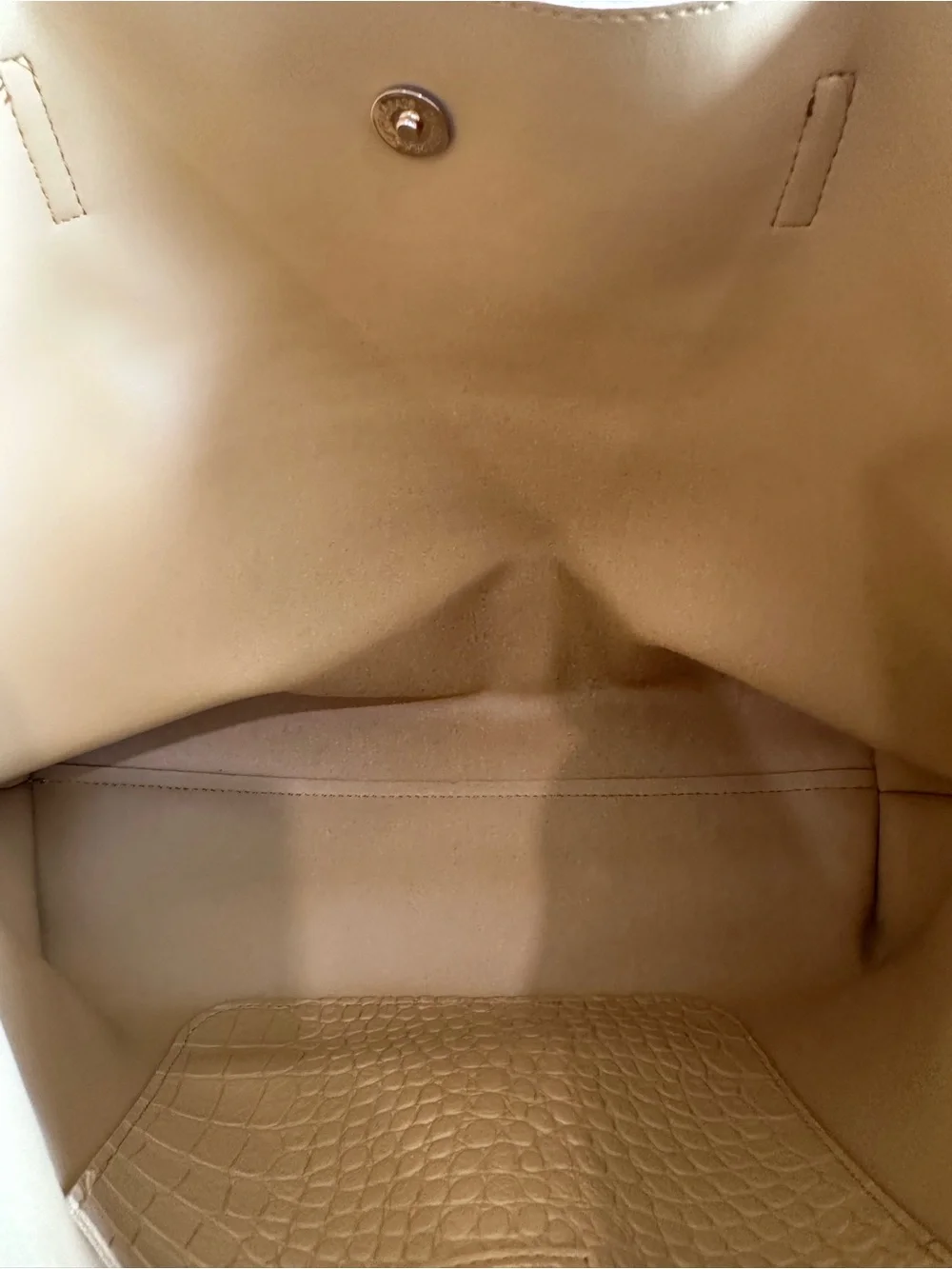 Croc-Embossed Mustard Tote Bag with Double Straps - Picture 4 of 9
